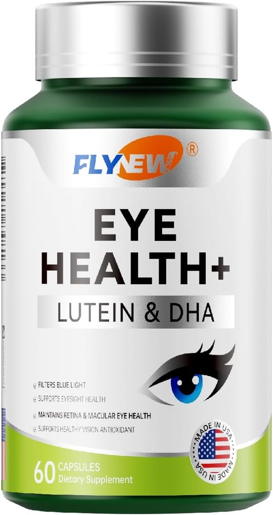 Eye Health Dodatek, Oční péče s Lutein & DHA, Anthocyanin Bohatý borůvkový extrakt, Zeaxanthin z Marigold Flower Extract Extract Vyrobeno v USA 60 Kapsle