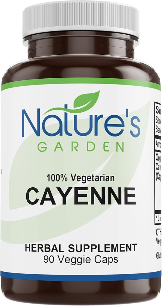 NATURE 'S Garden ESSENTIALS Cayenne - 90 Veggie Caps s 500 mg organického Cayenne pepř prášek