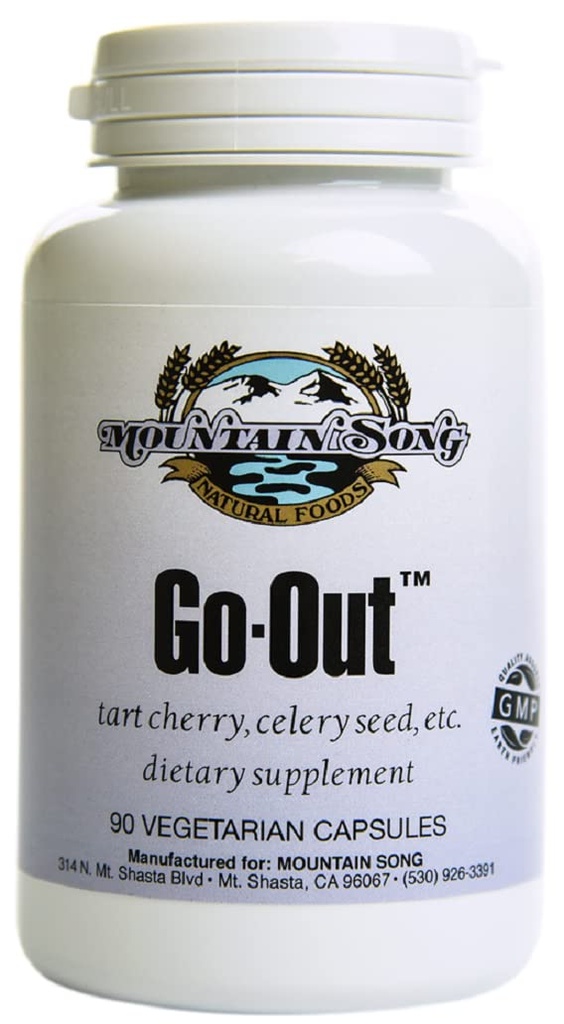 Go Out Relief Joint Formule a kyselinu močovou s Tart Cherry koncentrát, Black Cherry Extract 20: 1, Celer Seed Extract a Turmeric Root. Pomáhá dostat ven a o. Funguje to!