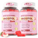 Myo- Inositol & D- Chiro Inositol Gummies pro ženy 2000mg + 50mg, 40: 1 Ratio Inositol s Vegan Omega33 + D3, Magnesium Glycinát, Methylfolát + B12 pro ženy zdraví & Wellness, bez cukru, 120 Cts