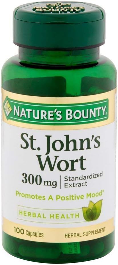 Příroda 's Bounty St John' s Wort pilulky a bylinné zdraví doplněk, Podporuje pozitivní nálady, 300 mg Kapsle, 100 Počet, Balení 2