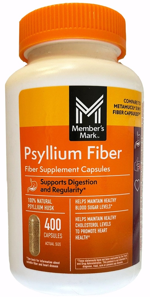 Člen Mark 100% přírodní psyllium husk fiber kapslí, stravovací zdraví, 400 Počet (balení po 1)