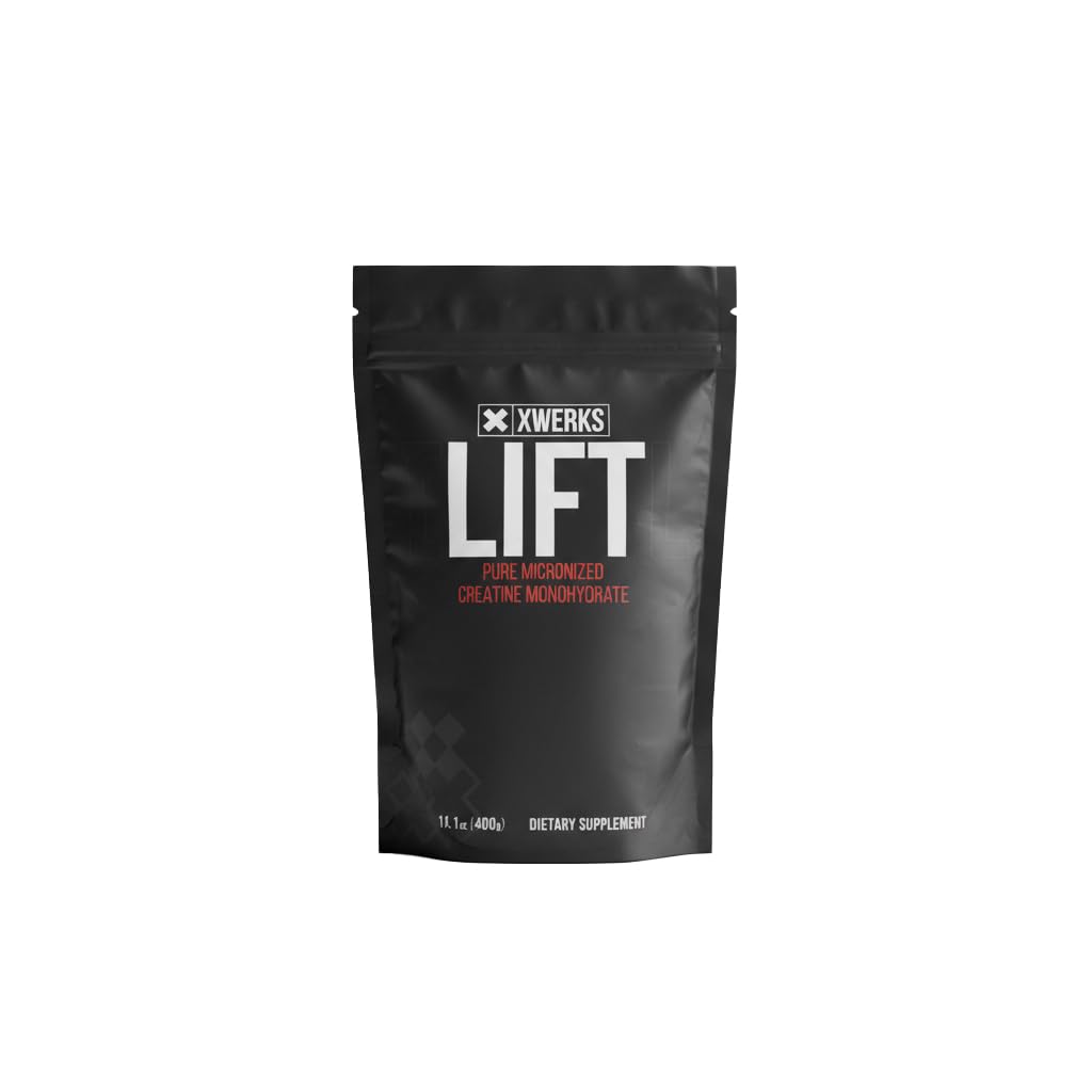 Xwerks Lift Mikronizované Creatin Monohydrát Prášek, Neochucený, 80 Služební, 100% čisté přírodní 5000mg Creatin Formule, Vysoce rozpustný Mass Gainer Dodatek, Předcvičení pro svalovou obnovu růstu