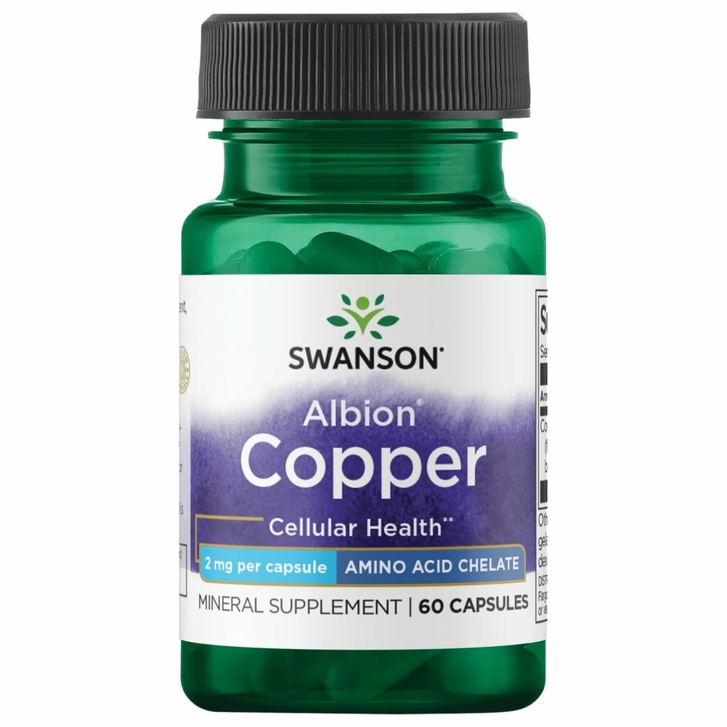 Swanson Albion Chelated Copper 2 miligramy 60 Kapsle