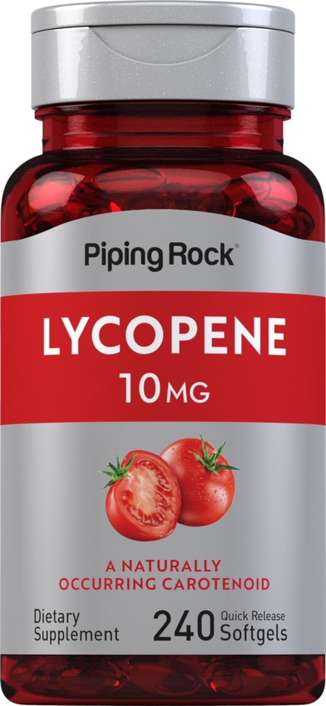 Piping Rock Lycopene 10mg PHARMAN124; 240 Softgels PHARMAN124; Non- GMO, gluten zdarma dodatek