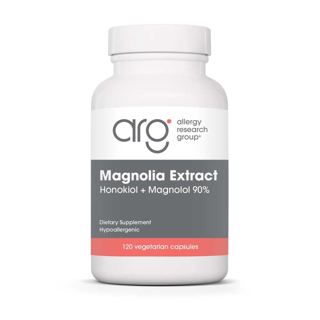Alergie Výzkumná skupina Magnolia Extract Dietní dodatek - Stress Sleep Support, Cortisol Balance, Honokiol, Magnolia, Hypoalergenní, Vegetariánské kapsle, Gluten Free - 120 Počet