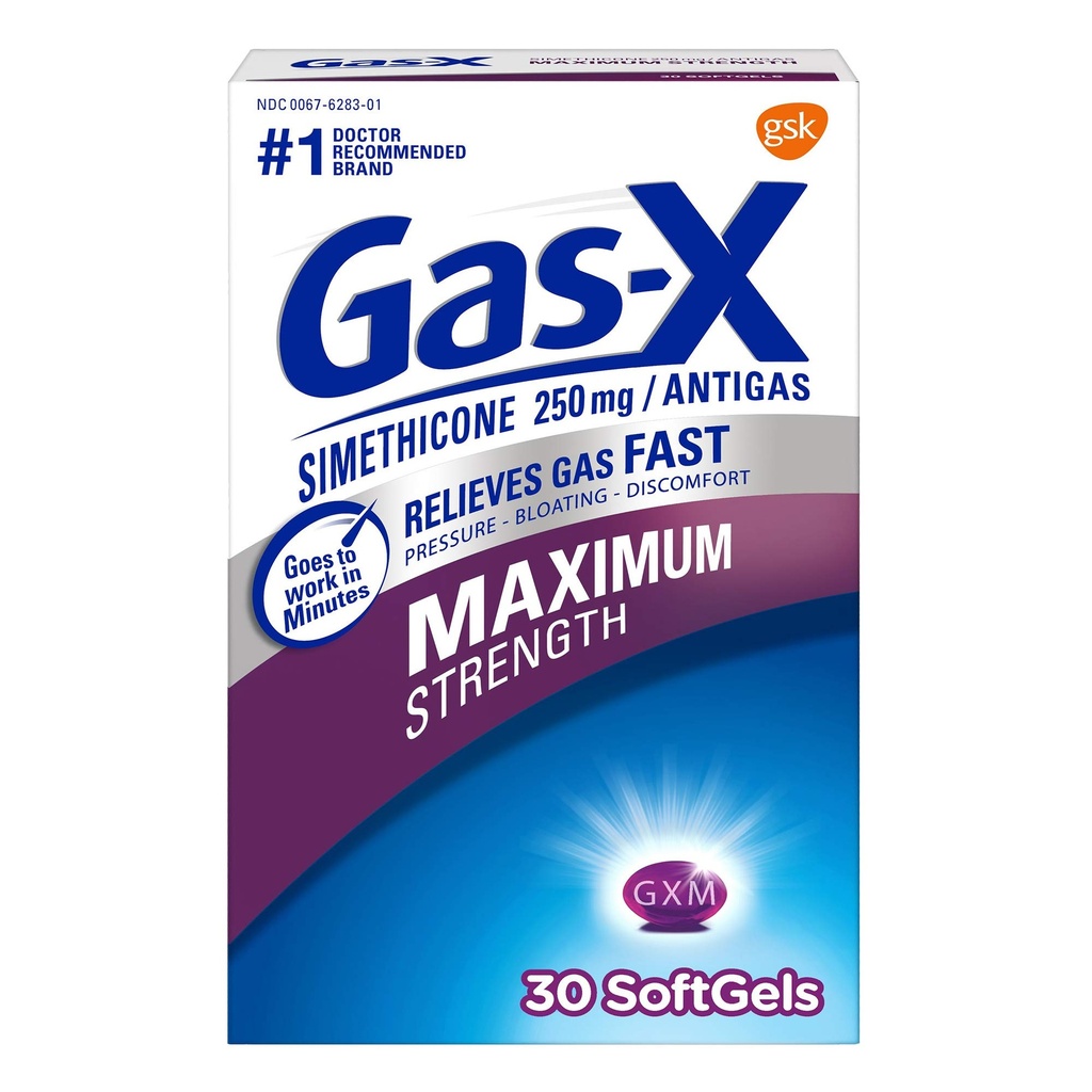 Gas- X Max. pevnostní plynové pojistky se Simethiconem 250 mg - 30 Počet