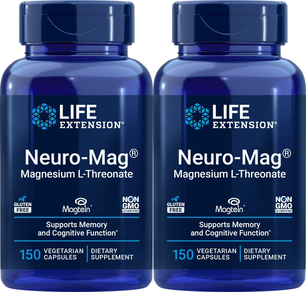 Life Extension Neuro- Mag 150 Vegetariánské kapsle (Balení po 2), Magnesium L- Threonát, Magtein dodatek