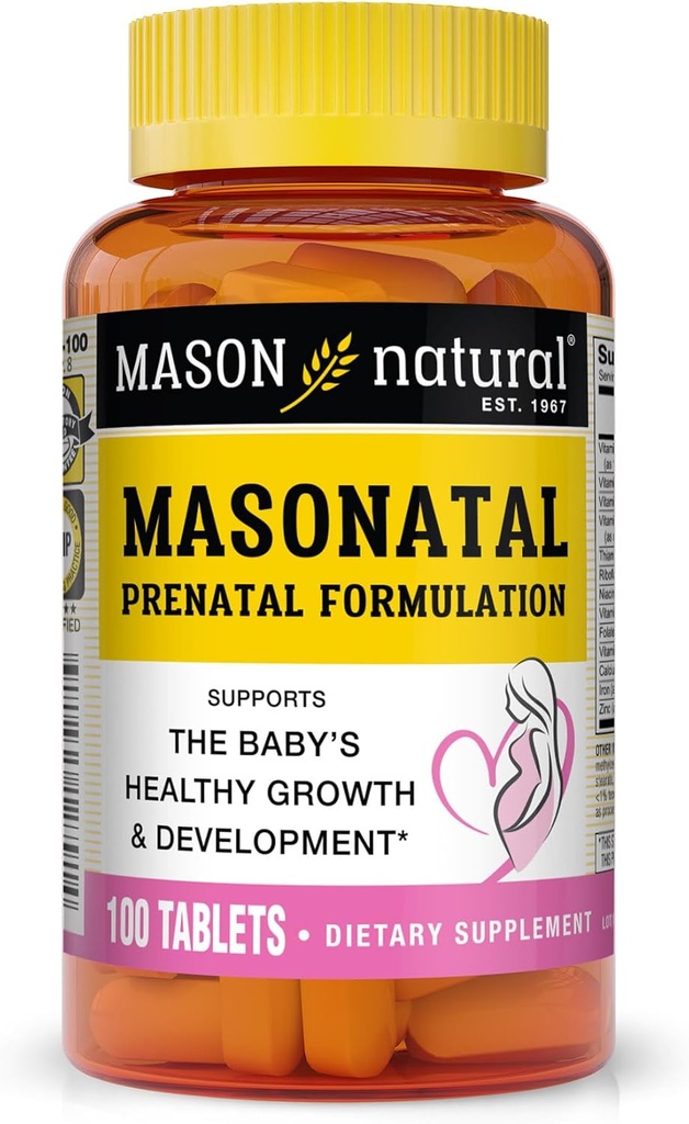 MASON NATURAL Masonatal Prenatal Formulation - Prenatal & Postnatal Multivitamin pro ženy na podporu vývoje dítěte, 100 tablet