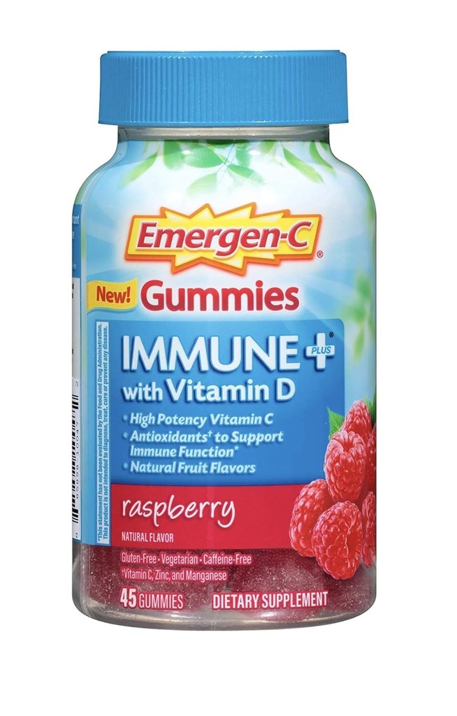 Emergen- C Gummies Imunity Plus Vitamin D, Malina, 45 Gummies (Balení po 2)