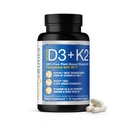 Vitamin D3 K2 s MCT, 5000 IU Veganu D3 & 100 mcg MK7 K2, podpora silných kostí a imunitního zdraví - 30 Kapsle (30 dní dodávky)