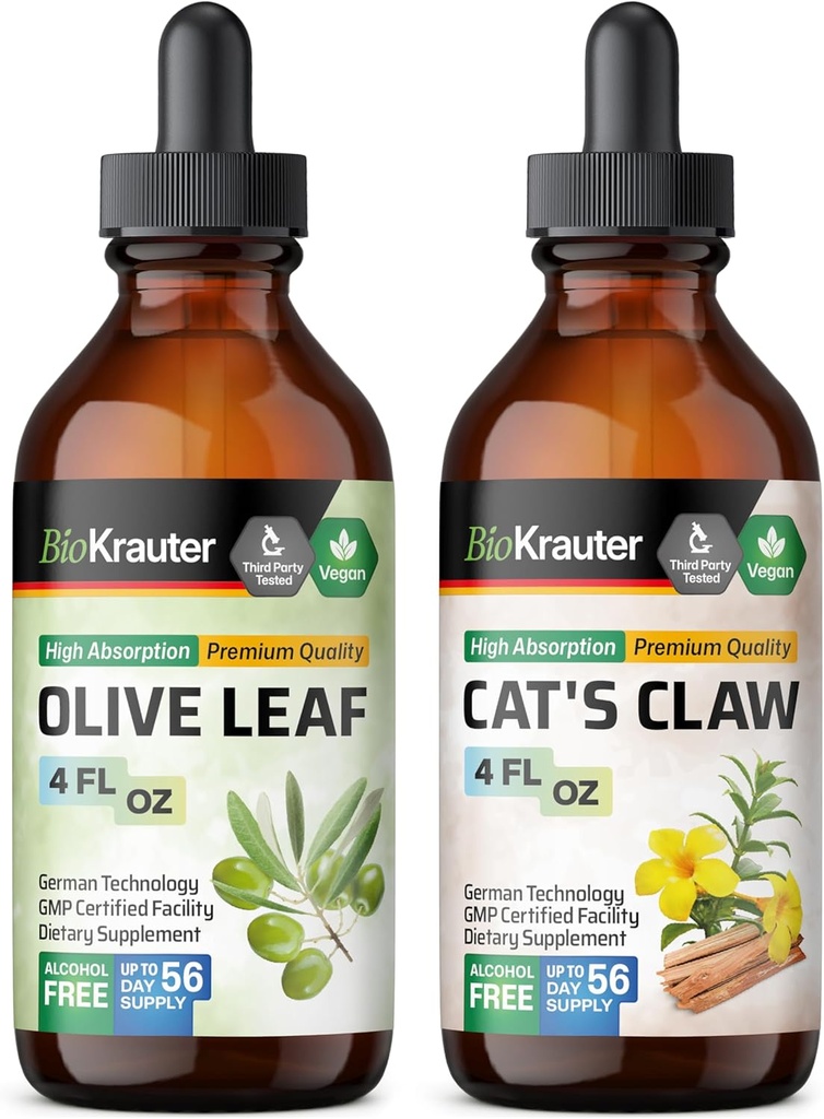 BIO KRAUTER Olive Leaf Tincture 4 Fl. Oz. & Cat 's Claw Tincture 4 Fl. Oz.