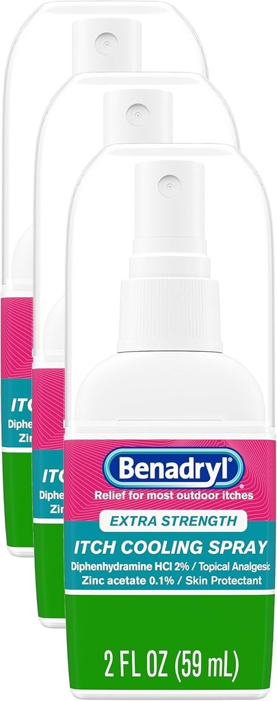 Benadryl Extra Strength Anti- Itch Spray, Cooling Topical Angesic, Travel Size, 2 fl. oz (balení po 3)