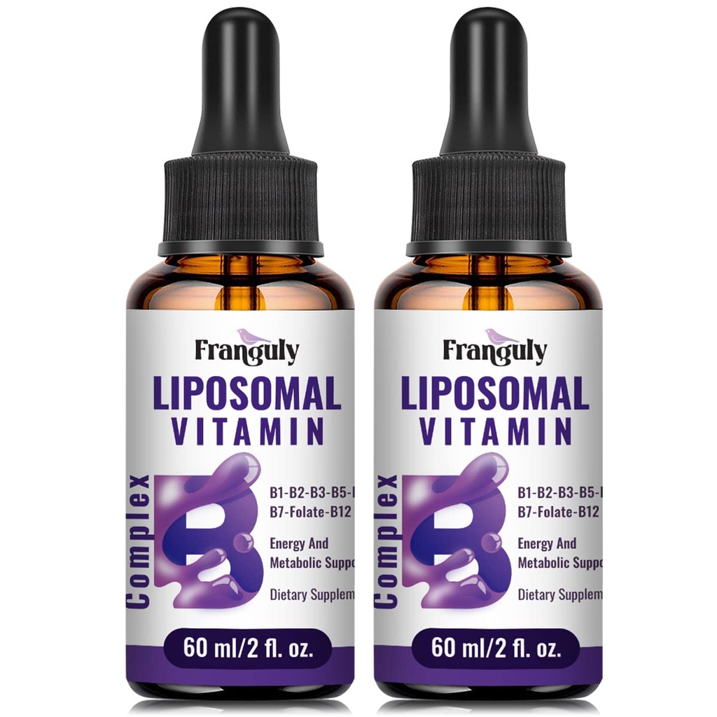 Lipozomální vitamín B Komplexní tekutý sublingvální B Komplexní vitaminy doplněk pro ženy Muži lepší Absorpce Methylovaný B12, B1, B2, B3, B5, B6, Folát, Biotin pro energii a imunitní podpůr- 4.0 oz