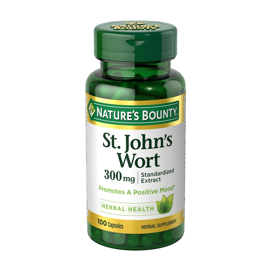 Příroda je Bounty St John 's Wort 300mg Kapsle, Bylinný doplněk zdraví, Podporuje pozitivní nálady, 100 Kapsle