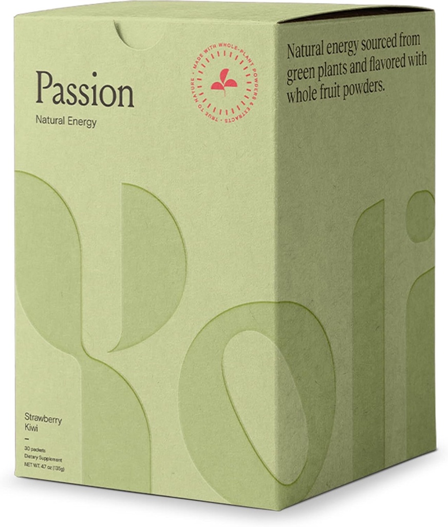 Yoli ® Passion Energy Drink Powder Mix - Natural Energy Drink Mix for Endurance and Stamina, 30 Packets - Strawberry Kiwi Flavor