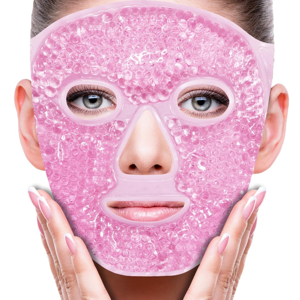 ZNÖCUETÖD Face Eye Mask Ice Pack for Reducing Pufness, Bags Under Eyes, Puffy Dark Circles, Migréna, Hot / Cold Pack with Soft Plush Backing (Pink # 19)