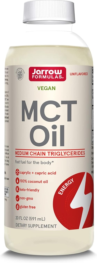 Jarrow Vibras MCT Olej, dodatek stravy, Ketogenní dietní podpora pro rychlou energii, 20 fl oz tekutý olej, 39 Day Supply
