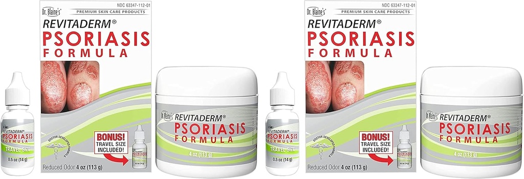 Dr. Blaine 's RIVITADERM Psoriasis Formule - Topical Cream with Coal Tar, Tea Tree Oil and Lavender Oil for Itching, Flaking, Such, Cracked Skin Relief - 4 fl. oz. - Zahrnuje cestovní velikost láhev (2-Pack)