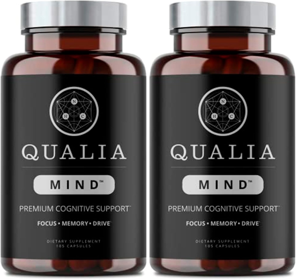 Qualia Mind Nootropics 105 ct 2-Pack current 124; Top Brain Supplement for Memory, Focus, Mental Energy, and Concentration with Ginkgo biloba, Alpha GPC, Bacopa monnieri, DHA & More, (6 týdnů dodávky)