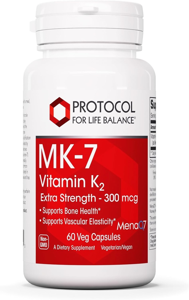 PROTOKOL PRO LIFE BALANCE MK-7 Vitamin K2 300mcg - Extra síla - VIT K dodatek - MK-7 Vitamin K2 životní bilance - Podpora zdraví kostí a cévní elasticita - Non- GMO & Vegan - 60 Veg Kapsle