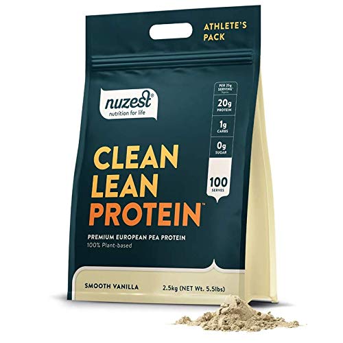 Nuzest - Pea Protein Powder - Clean Lean Protein, Premium Vegan Plant Based Protein Powder, Dairy Free, Gluten Free, GMO Free, Protein Shake, Smooth Vanilla, 100 Servings, 5.5 liber