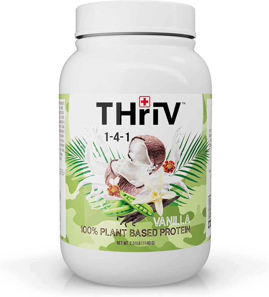 Thriv THriV Nutrition - Organic Plant Based Protein Powder, Chocolate or Vanilla, Vegan, Gluten- Free, Non- GMO, Dairy Free, (2.5lb / 1,140g) Powder (Vanilla)