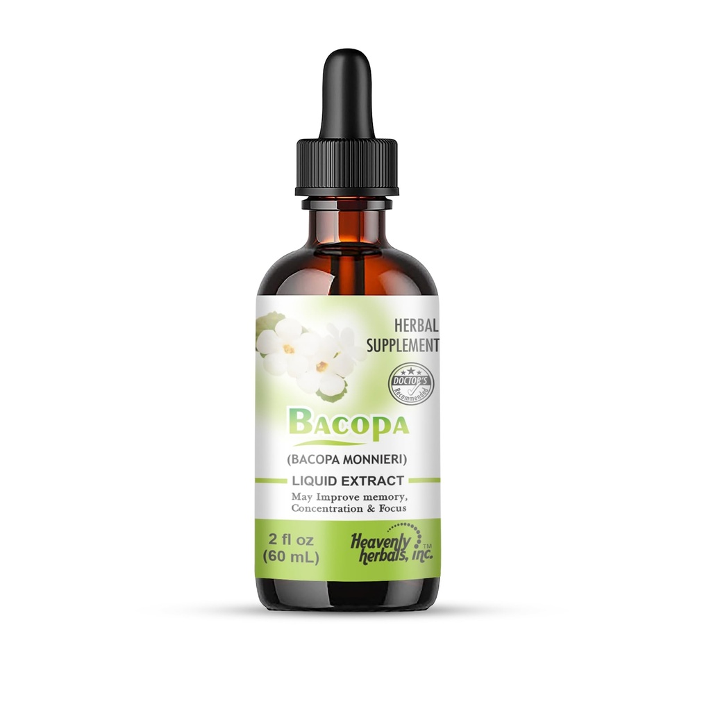 Bacopa Drops -Zlepšuje koncentraci paměti, Focus - Bacopa Monnieri Extract 124; Mozkový dodatek Paměť Dodatek Kognitivní Vylepšení 124; Bylinné Remedy 2.0 fl oz - WellnessHerbs Lodě z USA.