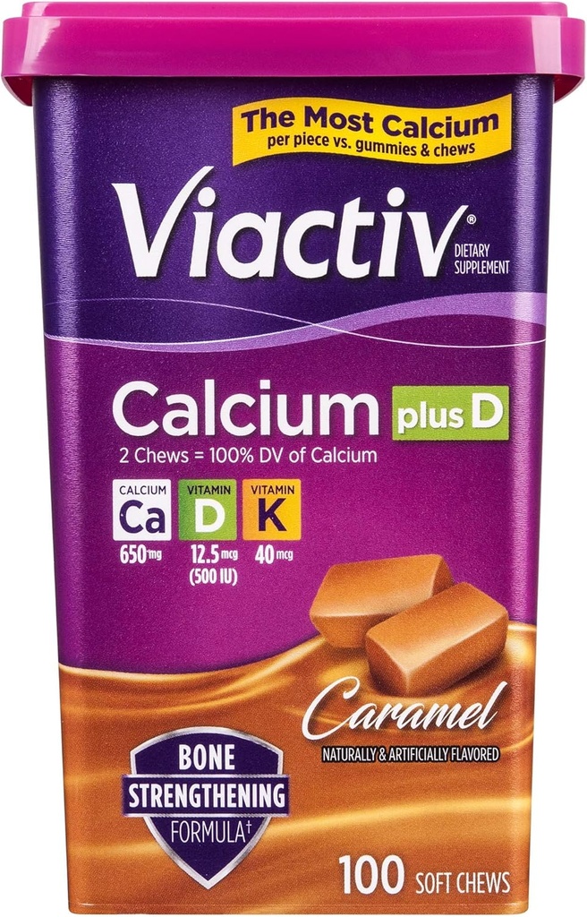 Viactiv vápník Plus vitamín D dodatek měkké Chews, karamel, 100 Počet