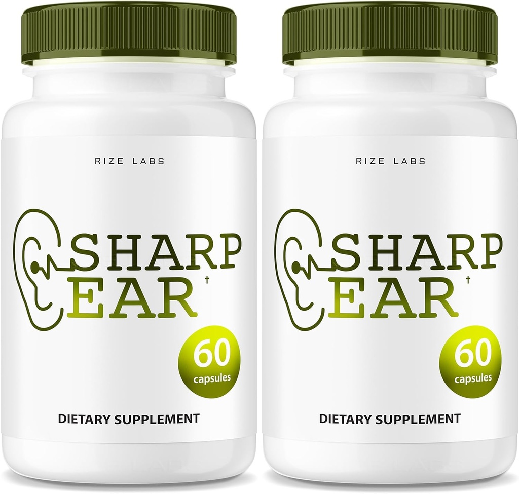 rize laboratoře Sharp Ušní kapsle, Sharp Ušní pilulky pro jasný sluch, Sharp Ušní dodatek k obnovení zdraví sluchu, Sharp Ušní Advanced Formule Maximální síla (120 Kapsle) (Balení 2)