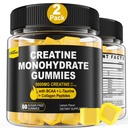 Kreatinové monohydrát Gummie pro muže a ženy - s BCAA, kolagen Peptidy, L- Taurin, Vitamin B12, D3, Žvýkací tvorové monohydrát 5g per Serving, přírodní citrónové aroma, bez cukru, 2 balení