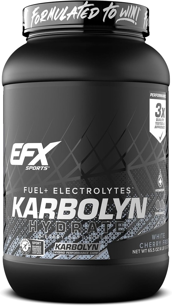 EFX Sports Karbolyn Hydrate S124; Karbohydrát prášku + Electrolytes S124; Sugar Free Sports Drink Mix S124; Fuel & Hydration S124; Stimulant Free S124; 66 Servings (White Cherry Frost)