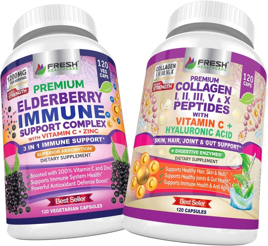 Fresh HALTHCARE Elderberry Imunitation Support and Multi Collagen Peptides - Bundle