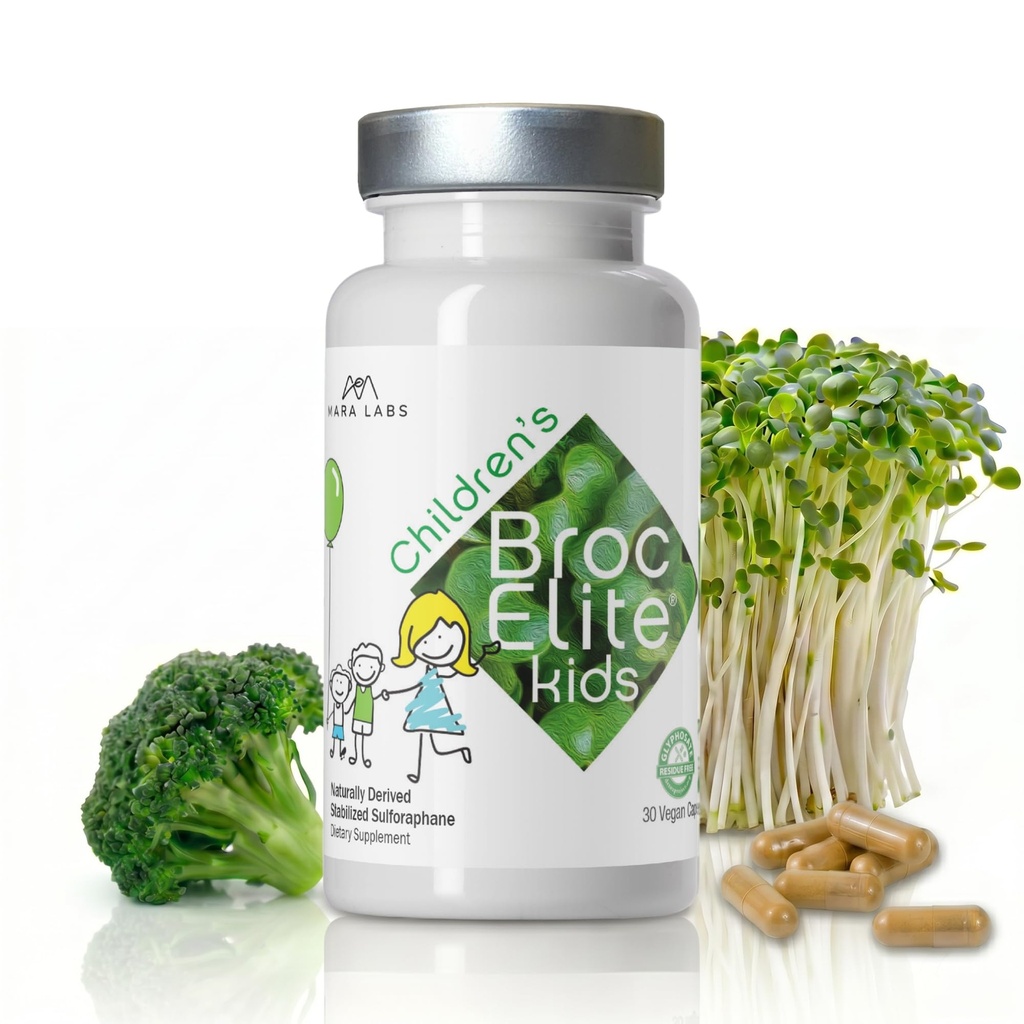 Mara Labs Kids CLAS124; Brokolice dodatek w / Přirozeně stabilizovaný Sulforaphane Extract pro děti CLAS124; No Glyfosát Residue CLAS124; 30 Vegan Kapsle
