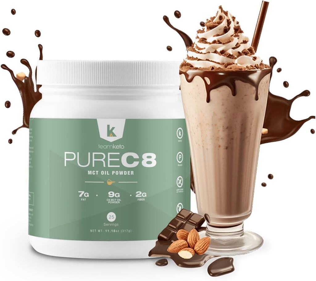TeamKeto C8 MCT Olej prášek-čokoláda Hazelnut Ketogenní MCT kávy Creather- Vegan- Friendly, gluten Free & Made in a GMP Compliant, FDA registrované Facility- perfektní v kávě čaj & protein shakes 270g
