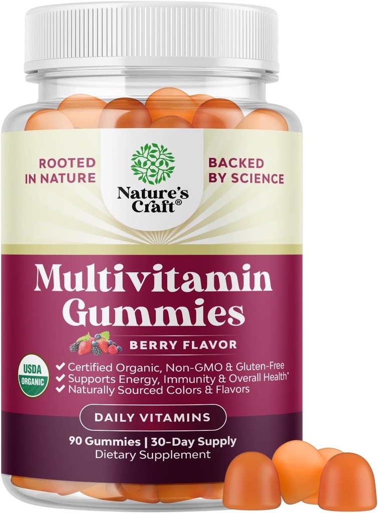 USDA Organic Multivitamin pro ženy a muže - Vegan Organic Multivitamin pro muže se zinek & B Komplexní vitamíny pro zvýšenou energetickou imunitu & denní Wellness - Vegan a non-GMO (1 měsíc)