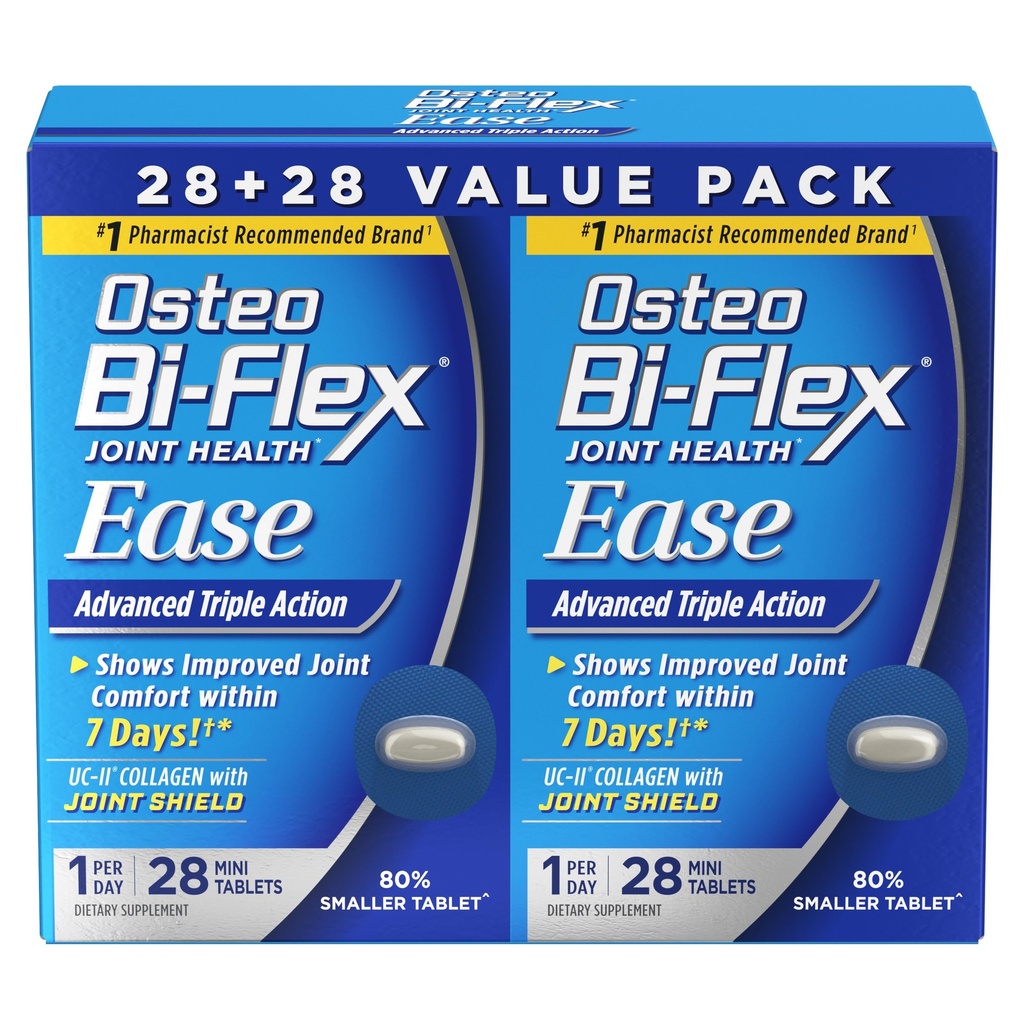 Osteo Bi-Flex Ease Advanced Triple Action s vitamínem D Společné doplňky, Mini- tablety, 28 Počet, Balení po 2