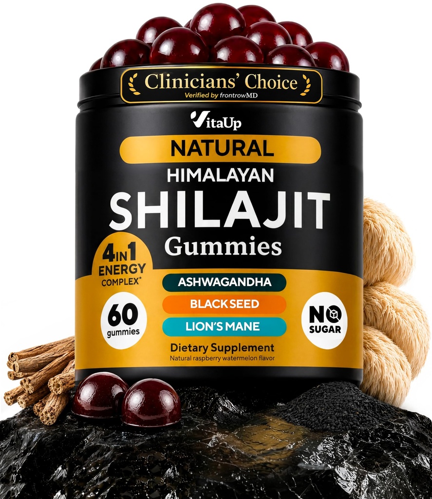 Himalayan Shilajit Gummies for Men & Women - Pure Shilajit for Men Gummies - Sugar Free Gummy Supplementary with Fulvic Acid - Zdravé stárnutí, Imunitní a energetická podpora - 60 Počet