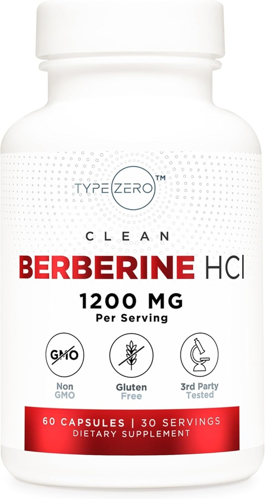 Typ nula Berberine HCL 1200mg 60 Kapsle - čisté, non-GMO, gluten zdarma dodatek