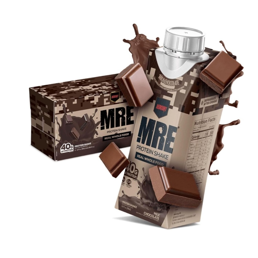REDCON1 MRE Připravený k pití proteinový třes, mléčná čokoláda - laktóza + syrovátka zdarma RTD 40gr protein vyrobený s real all food protein směsi - Keto- Friendly a snadno digest nutriční Shake (12 Pack)