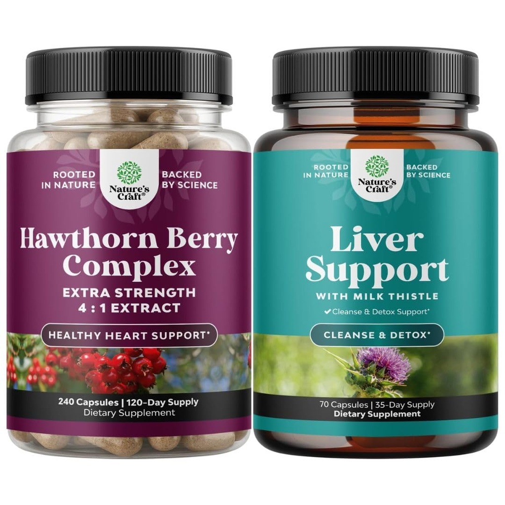 Svazky extra síly Hawthorn Berry Kapsle - Extract Digestion and Heart Health Supplement a Cleanse a Detox & Opravy Formule - Bylinný doplněk pro podporu jater
