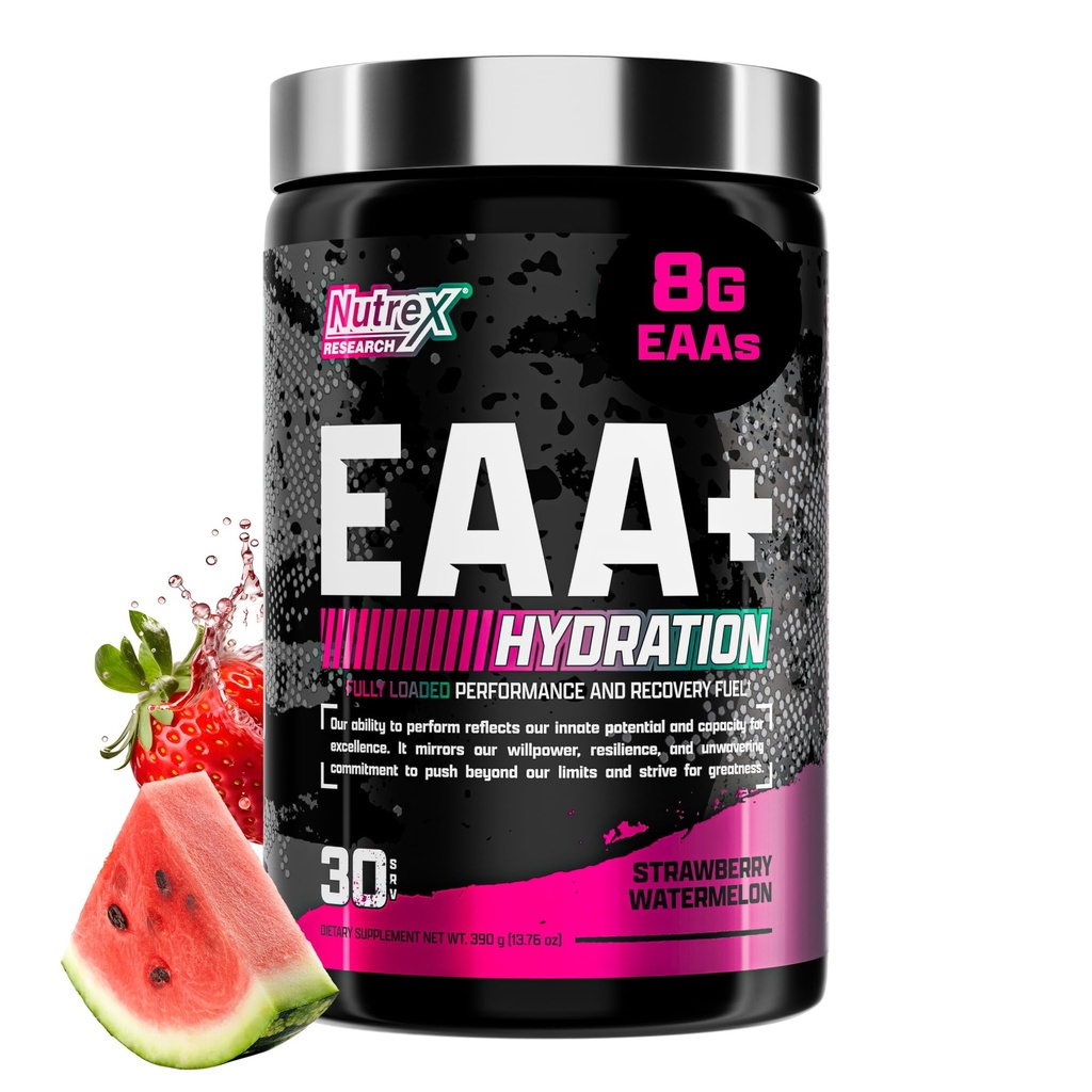 Nutrex Výzkum EAA Hydratace 124; EAA + BCAA prášek 124; Muscle Recovery, síla, budování svalů, Endurance 124; 8G Essential aminokyseliny + Electrolytes 124; Jahodový meloun 30 Serving