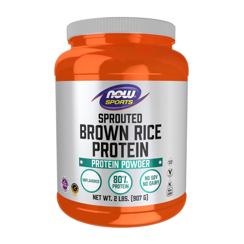 Nyní Potraviny Sportovní výživa, Strouted Brown Rice Protein, 80% protein, Neochucený prášek, 2- Pound