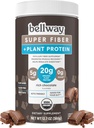 Bellway Super Fiber + Protein Powder, Sugar- Free Organic Psylium Husk Fiber Supplement Powder with 20g Plant Protein Per Serving, Rich Chocolate, 12.7 oz