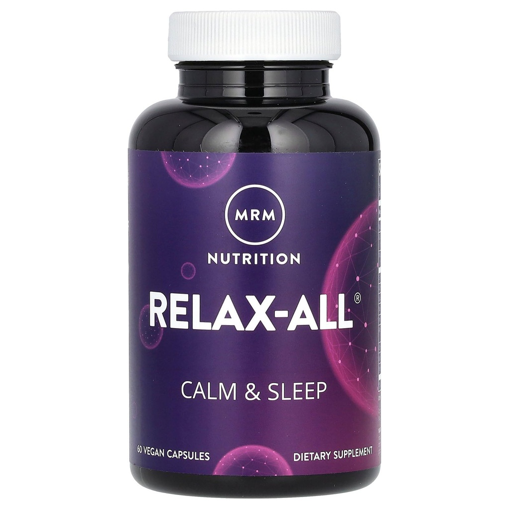 MRM Nutriční Relax- all ® CV124; Dietní dodatek pro lepší spánek CV124; s GABA, L-Theanine & Ashwagandha CV124; Drog- Free, Non-Habit Forming CV124; Non-GMO CV124; Vegan + gluten Free CV124; 15 Služeb