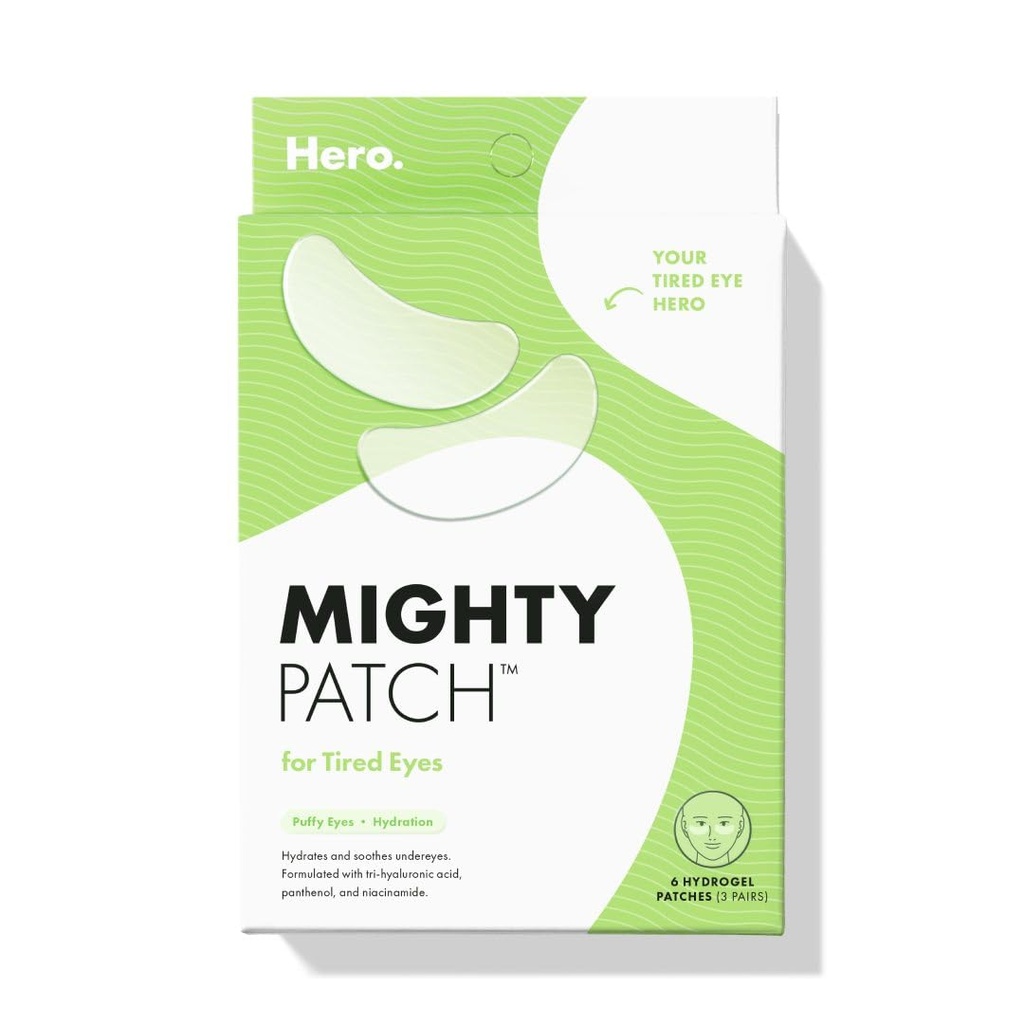 HERO COSMETICS Mighty Patch ™ for Unavené oči Patches - Soothing Hydrogel Patches - Probuzené a Visible De- puffs Undereyes with Multiple Applications (6 Count)
