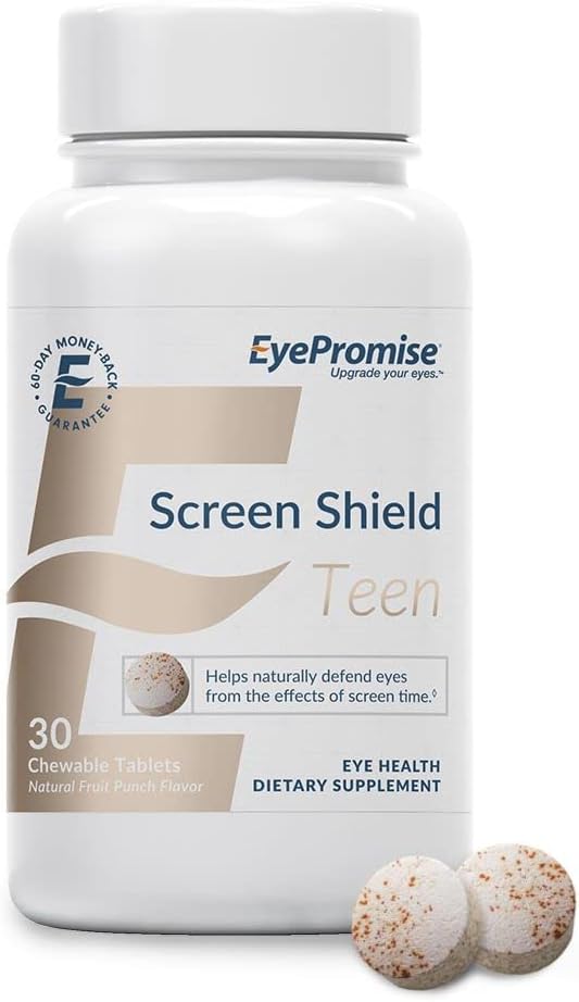 Eyepromise Screeld Teen Eye Vitamin - 30- Počet, 30- denní dodávka - Žvýkací Oční dodatek pro děti se Zeaxanthin, Lutein, Zinek & Vitamíny pro unavené, napjaté oči