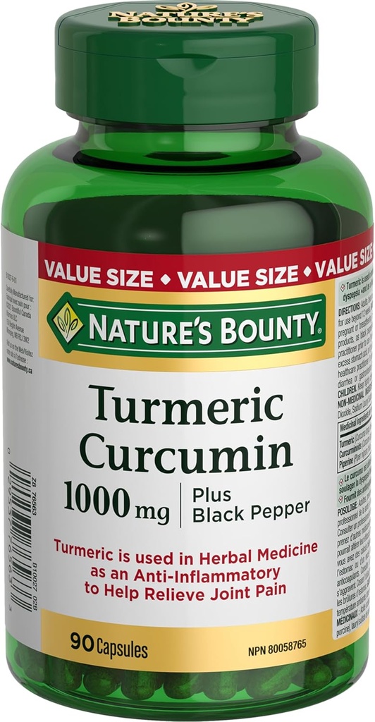 Nature 's Bounty Turmeric Curcumin 1000mg Plus Black Pepper, 90 Kapsle
