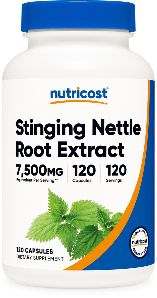Nutricost String Nettle Root Extract 7500mg Ekvivalentní, 120 Kapsle - Vegetarian Friendly, Non- GMO, Gluten Free
