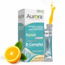 Aurora Nutrascience Mega- Liposomální B- Complex + vitamín C, podporuje energii, imunitní a nervový systém zdraví, gluten zdarma, non-GMO, Sugar- zdarma, Orange Flavor, 10 Single Serve Packets